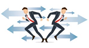 Businessman Has To Make Decision Which Way To Go For His Success Vector Illustration Businessman Has To Make Decision Which Way To Go For His Success Vector Illustration