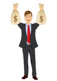 businessman holding two big dollar money bags Stock Image businessman holding two big dollar money bags Stock Image
