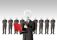 Businessman with lamp-head have got an idea royalty free stock photos Businessman with lamp-head have got an idea royalty free stock photos