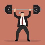 Businessman Lifting A Heavy Weight Tax Stock Image