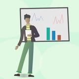 Businessman near board with report in his hand royalty free illustration Businessman near board with report in his hand royalty free illustration