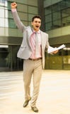 Businessman outdoor celebrating success royalty free stock photography Businessman outdoor celebrating success royalty free stock photography