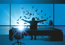 Businessman, rich, throwing banknotes stock illustration Businessman, rich, throwing banknotes stock illustration