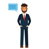 Businessman says hello cartoon flat vector illustration concept on isolated white background royalty free illustration Businessman says hello cartoon flat vector illustration concept on isolated white background royalty free illustration