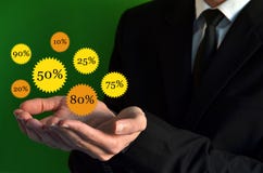 Businessman with shopping discounts royalty free stock images Businessman with shopping discounts royalty free stock images