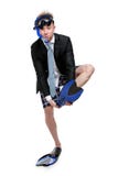 Businessman takes off fins royalty free stock image Businessman takes off fins royalty free stock image