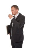 Businessman is taking a small coffee break Royalty Free Stock Images Businessman is taking a small coffee break Royalty Free Stock Images
