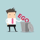 Businessman throw his ego into the trash stock illustration Businessman throw his ego into the trash stock illustration