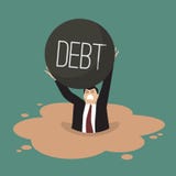 Businessman With Heavy Debt Sinking In A Quicksand Royalty Free Stock Images