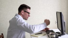 Businessman Working With Computer At Office stock video Businessman Working With Computer At Office stock video
