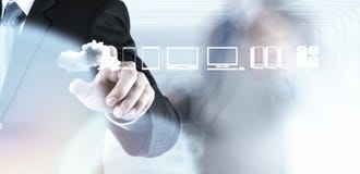 Businessman Working With A Cloud Computing Diagram Stock Photo Businessman Working With A Cloud Computing Diagram Stock Photo