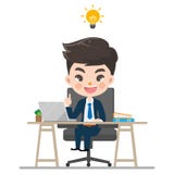Businessman works and smile in the office. vector illustration Businessman works and smile in the office. vector illustration