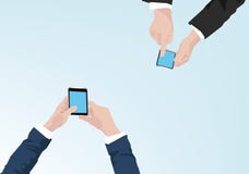 Businessmen Holding Mobile Phone Illustration - Business Communication Concept Stock Photo