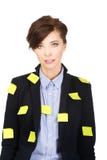 Businesswoman with adhesive cards. Stock Image Businesswoman with adhesive cards. Stock Image
