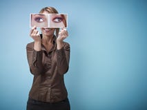 Businesswoman with big squint-eyes royalty free stock photos Businesswoman with big squint-eyes royalty free stock photos