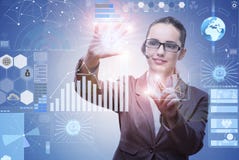 The businesswoman in data mining concept royalty free stock photos The businesswoman in data mining concept royalty free stock photos