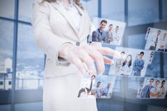 Businesswoman presenting partners pictures royalty free stock images Businesswoman presenting partners pictures royalty free stock images