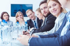 Businesswoman during stockholders meeting royalty free stock image Businesswoman during stockholders meeting royalty free stock image