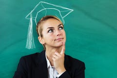 Businesswoman Thinking Of Completing Education Stock Photography Businesswoman Thinking Of Completing Education Stock Photography