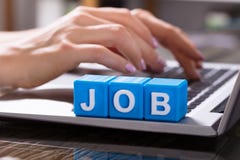 Blue Cubic Blocks With Job Word stock images Blue Cubic Blocks With Job Word stock images