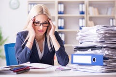 The busy businesswoman working in office at desk Royalty Free Stock Photos The busy businesswoman working in office at desk Royalty Free Stock Photos