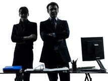 Busy smiling business woman man couple silhouette royalty free stock photos Busy smiling business woman man couple silhouette royalty free stock photos