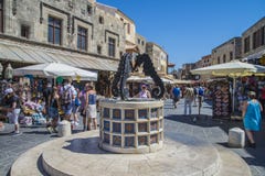 Busy street in the old town of rhodes stock photo Busy street in the old town of rhodes stock photo