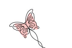 Butterfly with patterns on the wings continuous one line drawing element isolated on white background for logo or decorative royalty free illustration Butterfly with patterns on the wings continuous one line drawing element isolated on white background for logo or decorative royalty free illustration