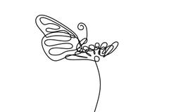 Butterfly with patterns on the wings continuous one line drawing element isolated on white background for logo or decorative vector illustration Butterfly with patterns on the wings continuous one line drawing element isolated on white background for logo or decorative vector illustration