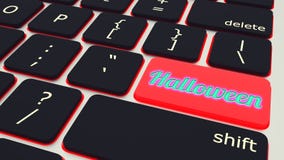 Button with text halloween laptop Keyboard. 3d rendering royalty free illustration Button with text halloween laptop Keyboard. 3d rendering royalty free illustration