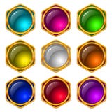 Buttons With Gems, Set, Round Royalty Free Stock Photo