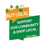 Buy local products - green and orange label for print Royalty Free Illustration Buy local products - green and orange label for print Royalty Free Illustration