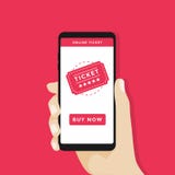 Buy tickets online with a smartphone. Shopping online business, buy online concept. vector illustration Buy tickets online with a smartphone. Shopping online business, buy online concept. vector illustration