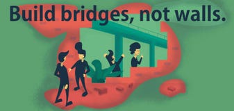 Byggandebroar, inte väggar vektor illustrationer Byggandebroar, inte väggar vektor illustrationer
