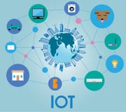 Byggnad på global jordning med den olika sakersymbolen, iot och smart stadsnätverkandebegrepp och illustration royaltyfri illustrationer Byggnad på global jordning med den olika sakersymbolen, iot och smart stadsnätverkandebegrepp och illustration royaltyfri illustrationer