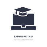 bärbar dator med en avläggande av examenlocksymbol på vit bakgrund Enkel beståndsdelillustration från datorbegrepp stock illustrationer bärbar dator med en avläggande av examenlocksymbol på vit bakgrund Enkel beståndsdelillustration från datorbegrepp stock illustrationer