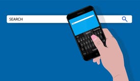 Búsqueda del web por concepto del smartphone Fondo del navegador stock de ilustración Búsqueda del web por concepto del smartphone Fondo del navegador stock de ilustración