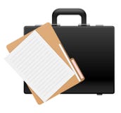 Bürosatz des Papiers und des Ordners mit schwarzem Aktenkoffer vektor abbildung Bürosatz des Papiers und des Ordners mit schwarzem Aktenkoffer vektor abbildung