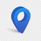 Błękitny 3d pointer odizolowywający na przejrzystym tle mapa royalty ilustracja Błękitny 3d pointer odizolowywający na przejrzystym tle mapa royalty ilustracja