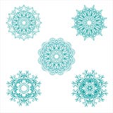 Błękitny geometrii mandala ustawia dekorację dla ornamentu royalty ilustracja Błękitny geometrii mandala ustawia dekorację dla ornamentu royalty ilustracja
