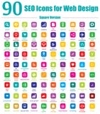90 icônes de SEO pour la conception web - version carrée illustration libre de droits 90 icônes de SEO pour la conception web - version carrée illustration libre de droits