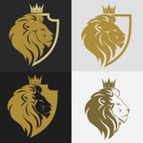 Cabeça do leão com logotipo da coroa ilustração do vetor Cabeça do leão com logotipo da coroa ilustração do vetor