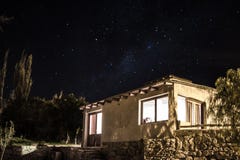 A cabin with a night sky background royalty free stock photo A cabin with a night sky background royalty free stock photo