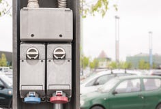 Cabinet with two power outlets royalty free stock photos Cabinet with two power outlets royalty free stock photos