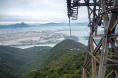 Cable car pole with beautiful panorama view background from cable car royalty free stock photography Cable car pole with beautiful panorama view background from cable car royalty free stock photography