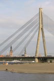 Cable-stayed Bridge And The Beach In Riga, Latvia Stock Photos Cable-stayed Bridge And The Beach In Riga, Latvia Stock Photos