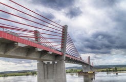 Cable-stayed Bridge Over The Vistula River Royalty Free Stock Images
