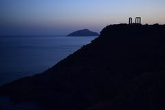 Cabo Sounion el templo del griego clásico de Poseidon fotografía de archivo Cabo Sounion el templo del griego clásico de Poseidon fotografía de archivo