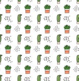 Cactus seamless pattern in kawaii doodle royalty free illustration Cactus seamless pattern in kawaii doodle royalty free illustration