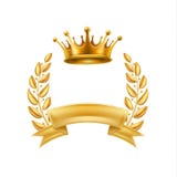 Cadre de gagnant de guirlande de laurier de couronne d'or d'isolement illustration libre de droits Cadre de gagnant de guirlande de laurier de couronne d'or d'isolement illustration libre de droits